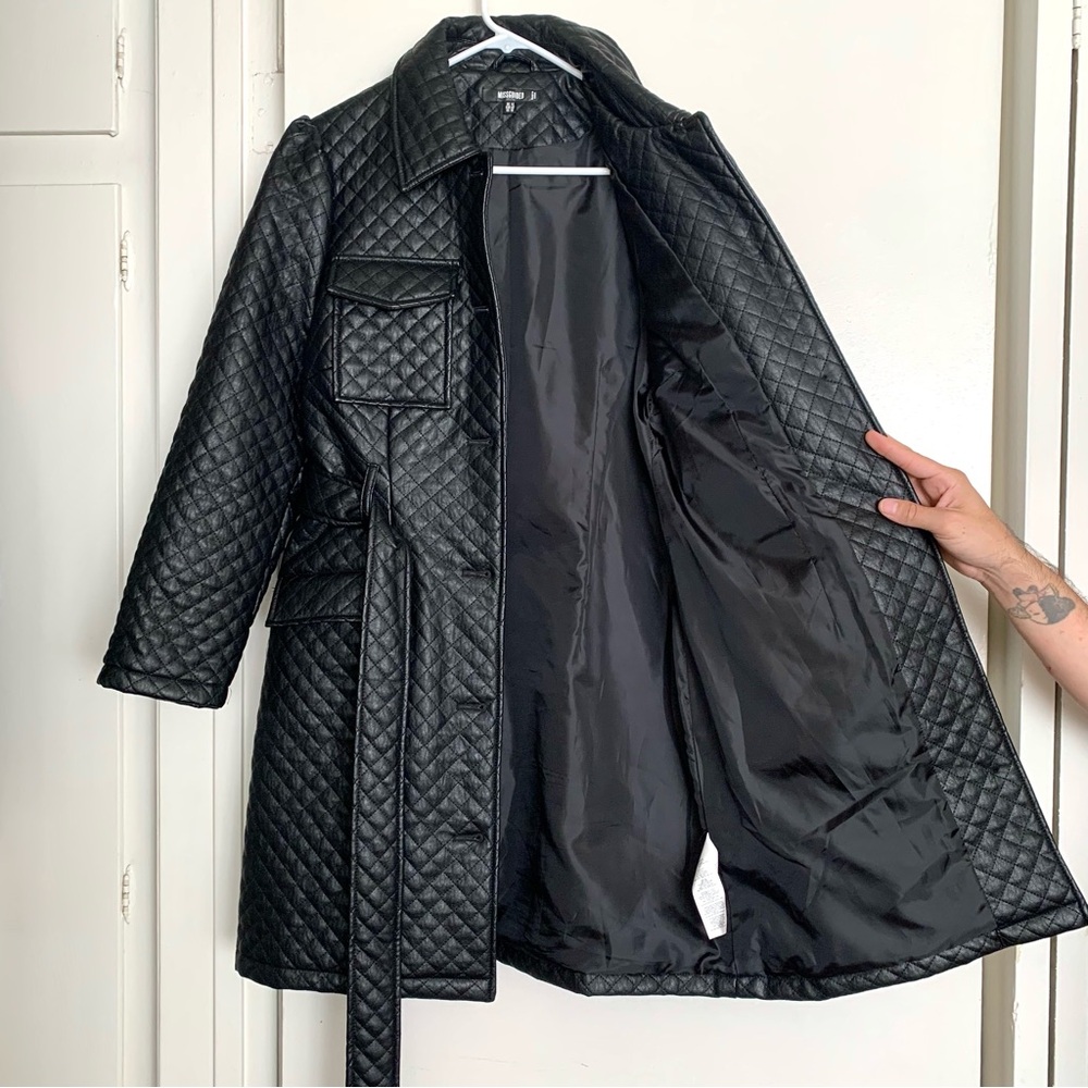 MISSGUIDED Black Faux Leather Coat - Picture 4 of 8